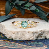 Classic 6-Prong Round Cut Moss Agate Engagement Ring